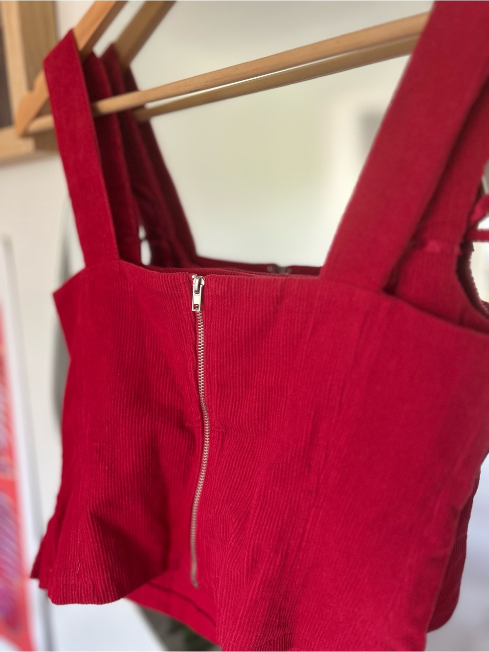 Red Square-Neck Corduroy Top - Picture 4 of 4